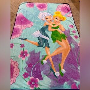 Disney Fairies Tinker Bell and Periwinkle fleece  Throw EUC 85” x 60”